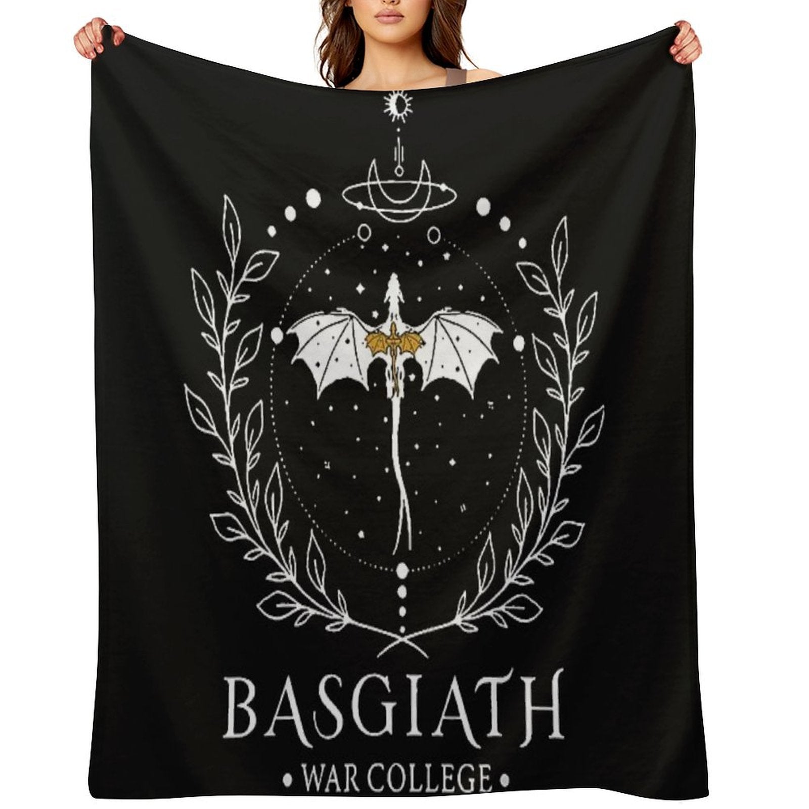 Fourth Wing Basgiath Two Sided Romantasy Dragons Yarros T-Shirt Throw Blanket