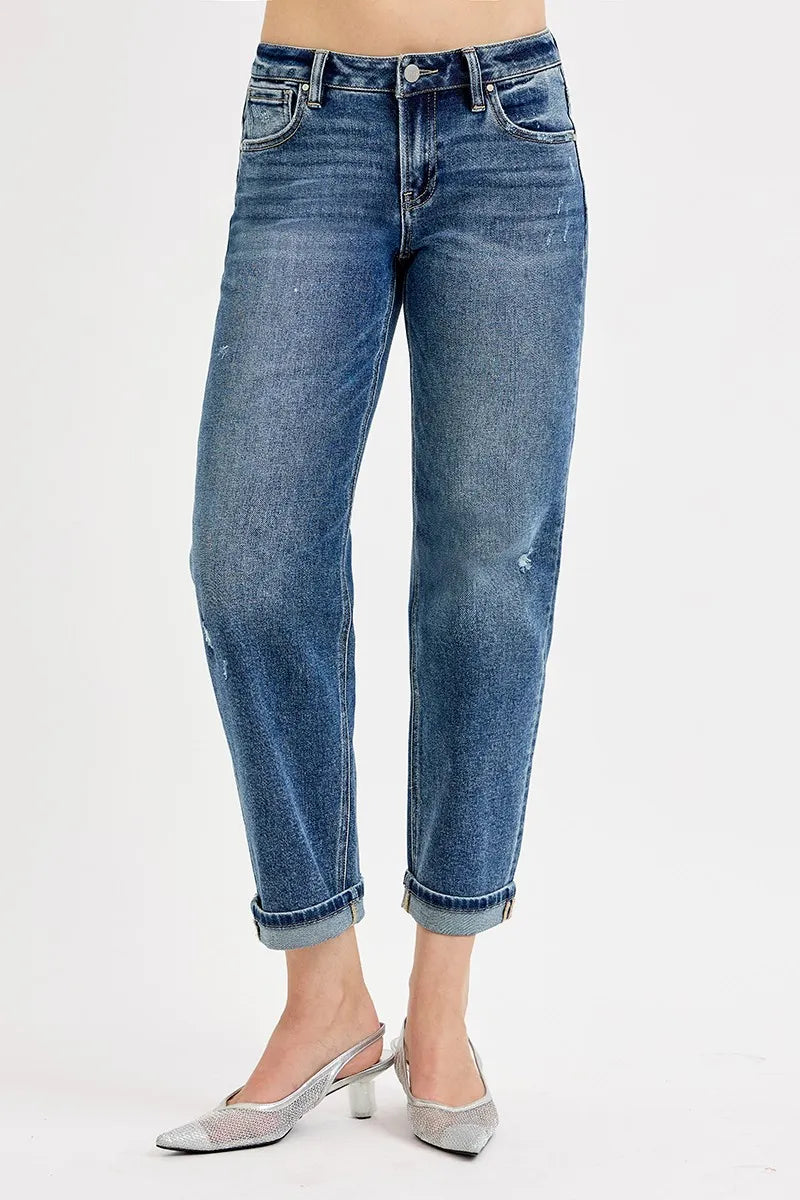 RISEN Low Rise Crop Boyfriend Jeans