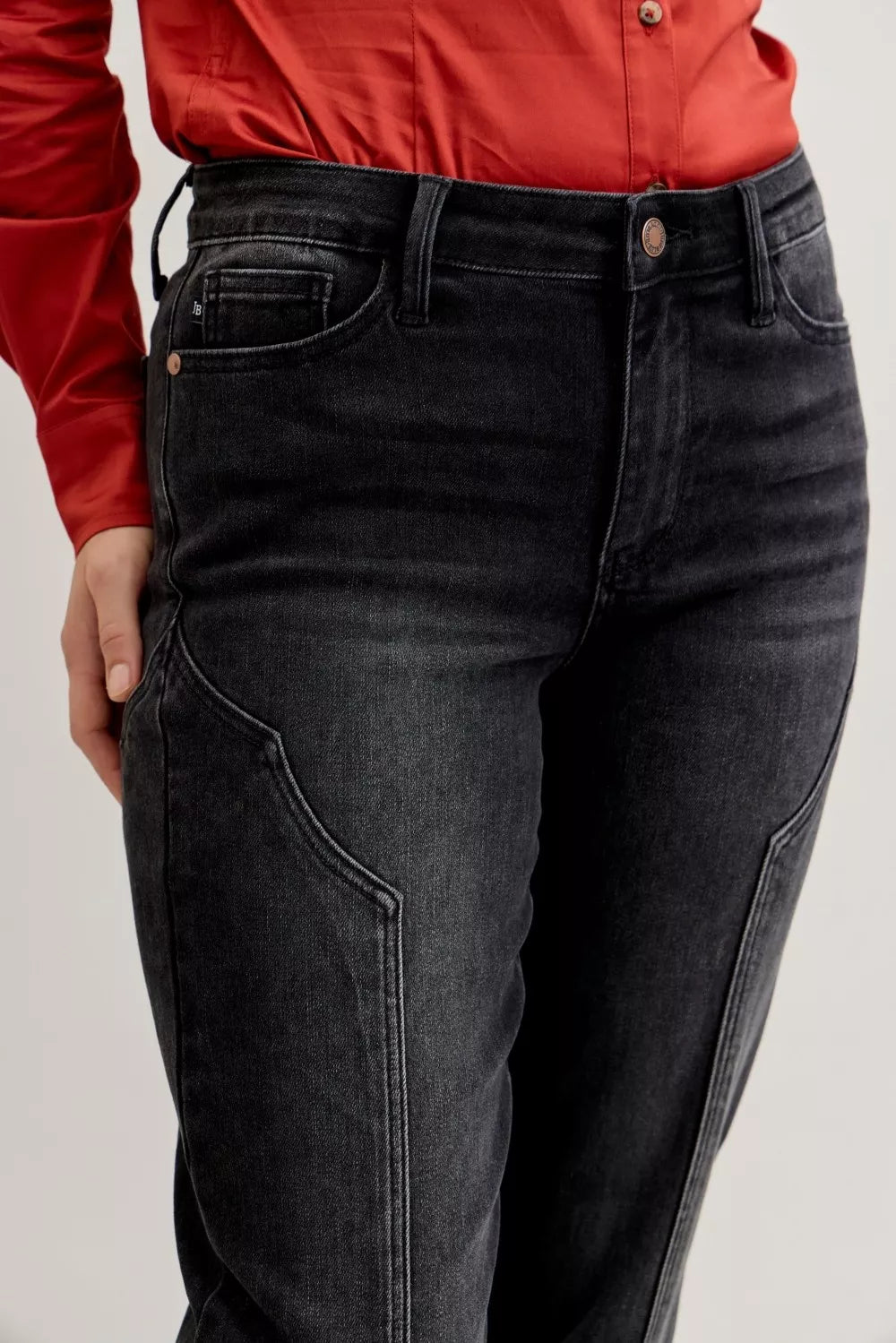 Judy Blue Mid Rise Western Seam Detail Straight Leg Jeans