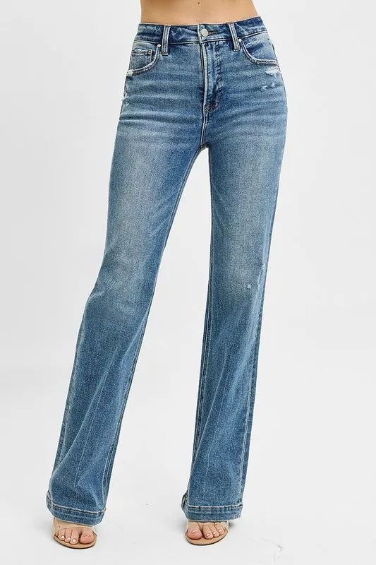 RISEN Distressed Detail Bootcut Jeans