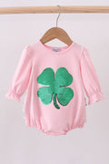 Pink clover glitter ruffle bubble
