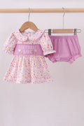 Purple birthday embroidery bloomer set