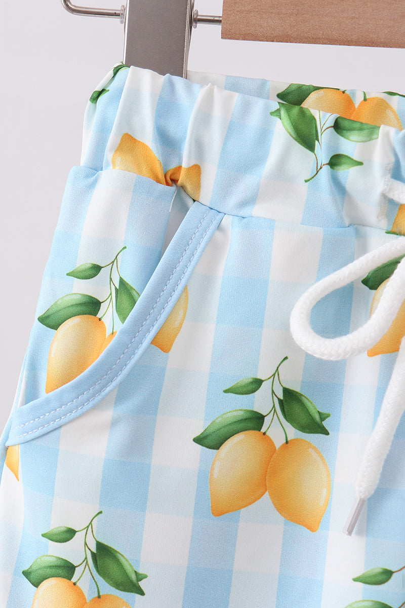 Blue lemon swim trunks