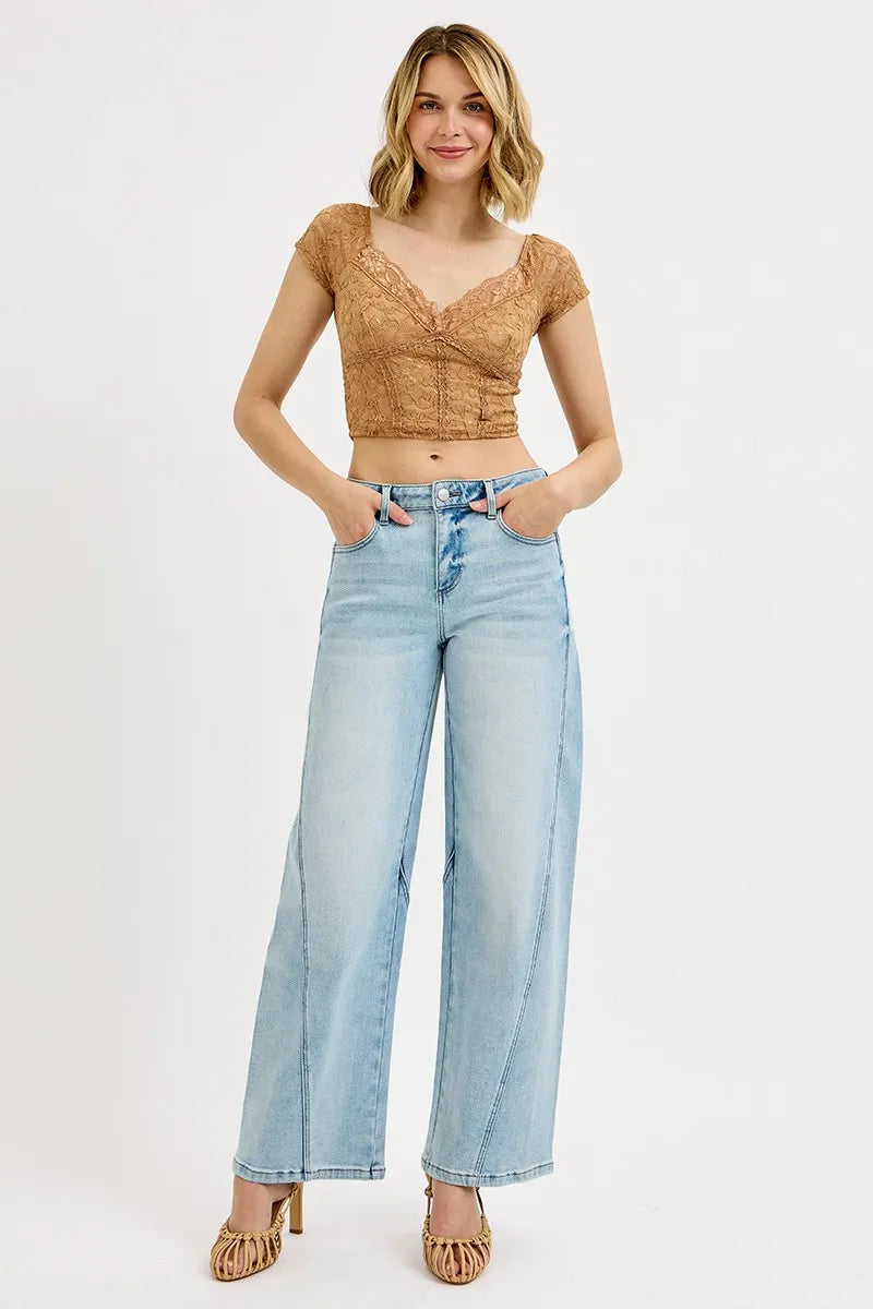 RISEN Mid Rise Fit Barrel Jeans