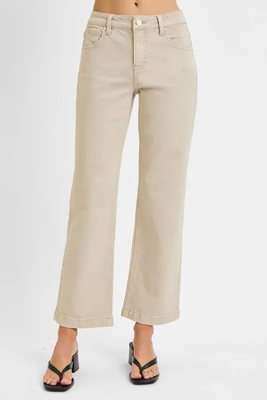 RISEN Tummy Control Mid Rise Ankle Straight Jeans