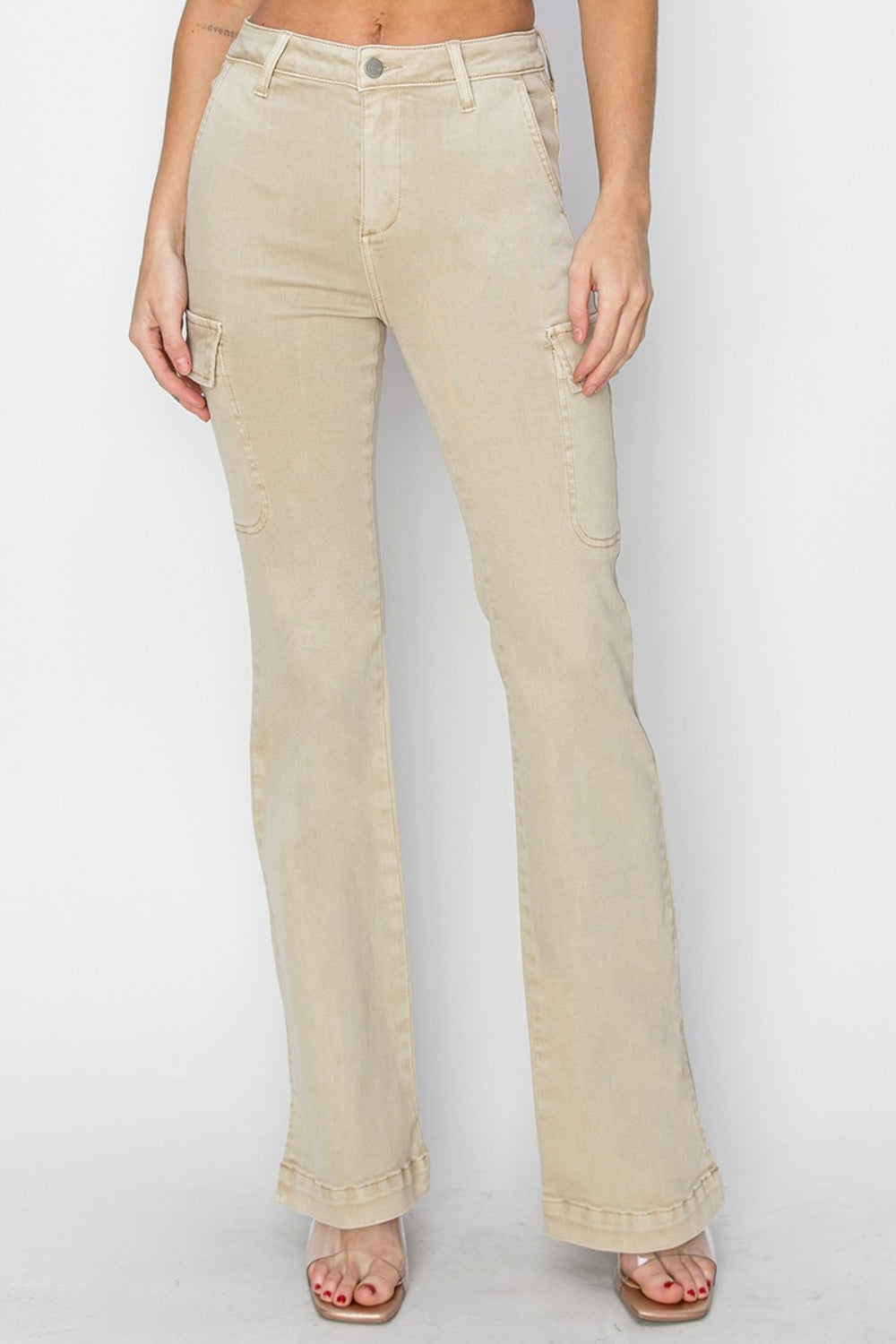 RISEN Denim Side Slit Cargo Bootcut Jeans