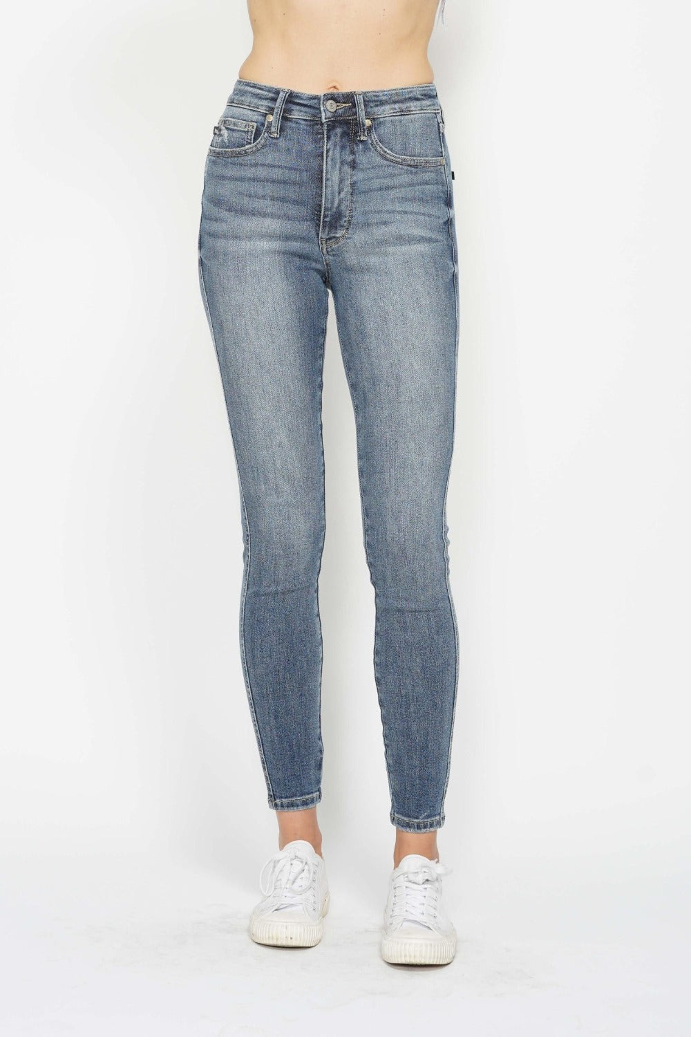Judy Blue Tummy Control Contrast Blue Wash Denim Skinny Jeans