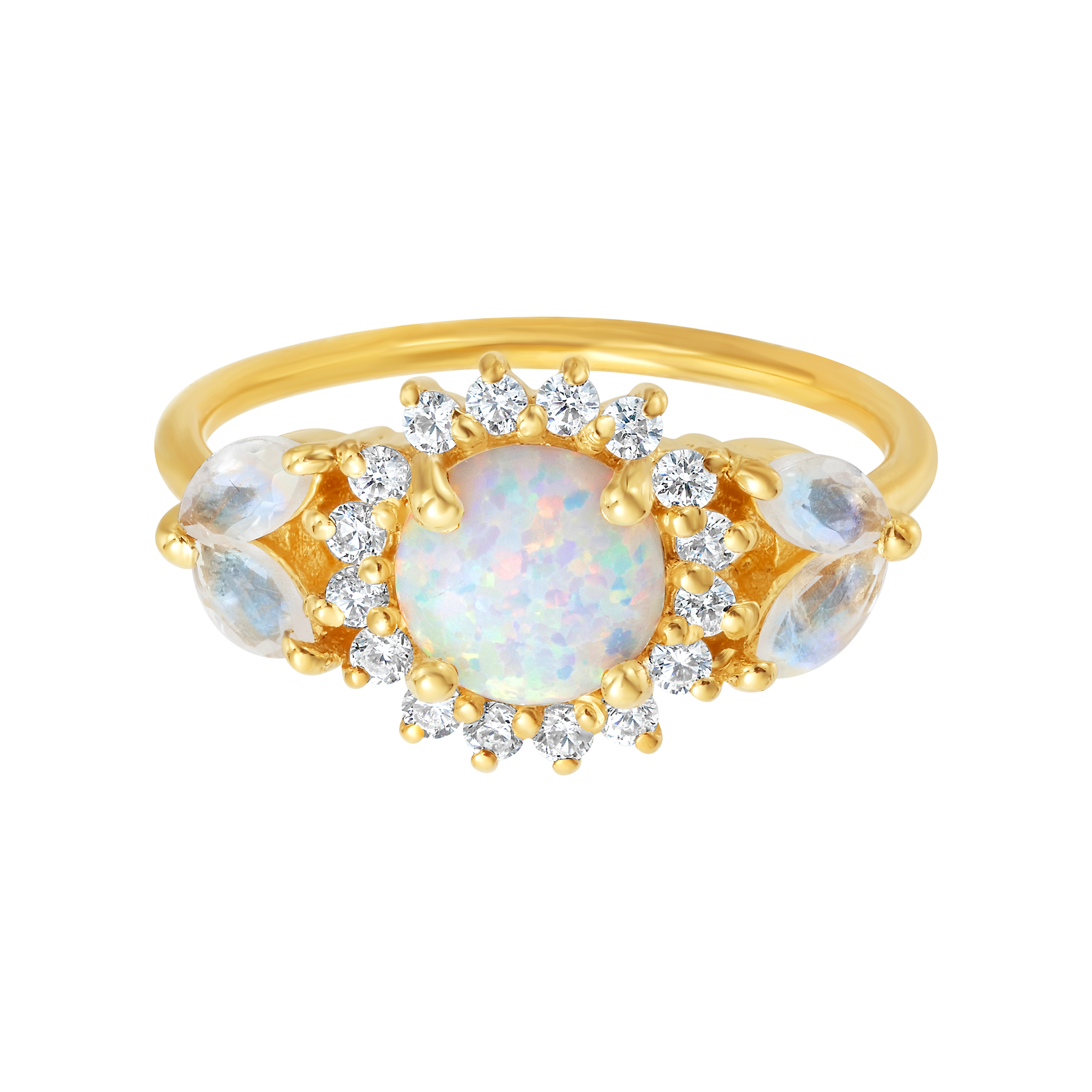 Opal & Diamond Sunflower Queen Ring