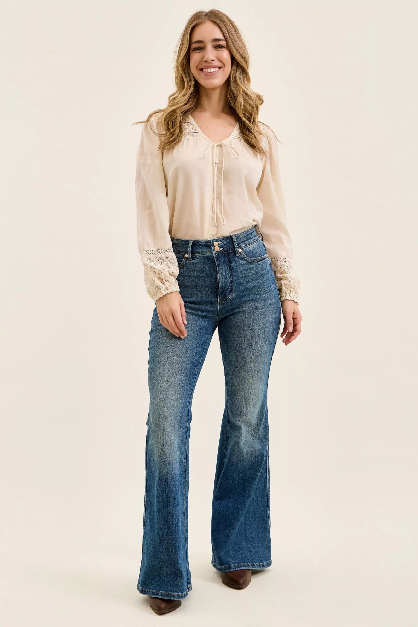 Judy Blue Double Button Tummy Control Flared Leg Jeans