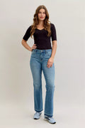 Judy Blue Mid Rise Tummy Control Release Hem Bootcut Jeans