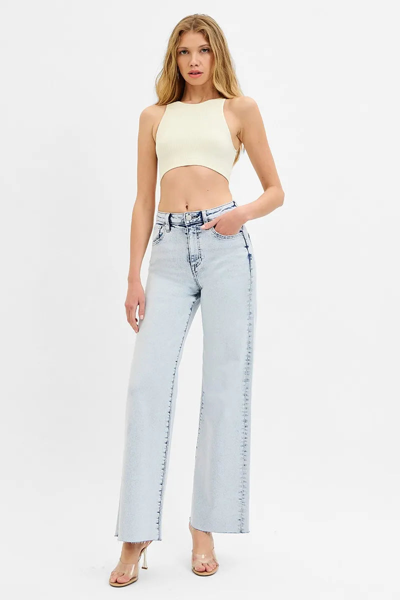RISEN High Rise Wide Leg Jeans