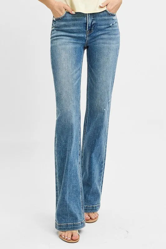 RISEN Distressed Detail Bootcut Jeans