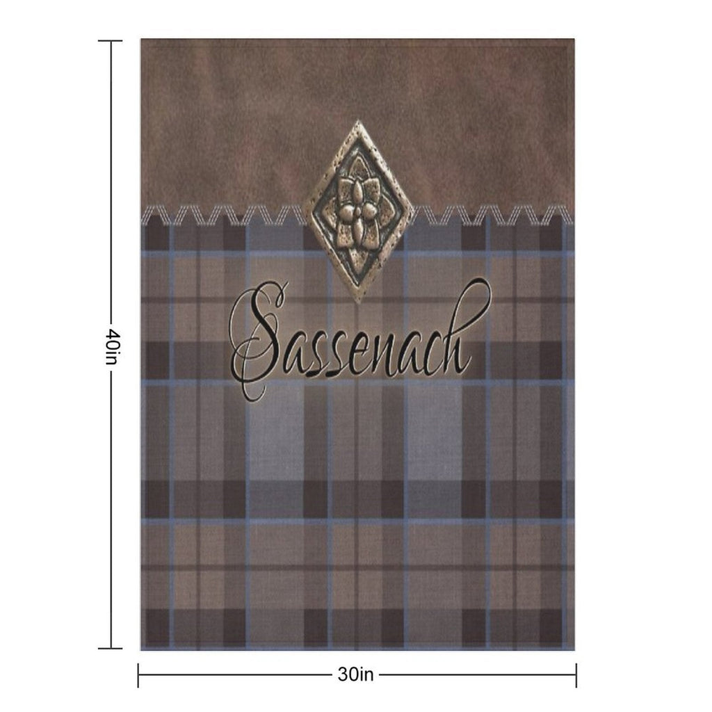 Outlander - Leather And Tartan with Metal Flower Accent Throw Blanket