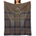 Outlander - Leather And Tartan with Metal Flower Accent Throw Blanket