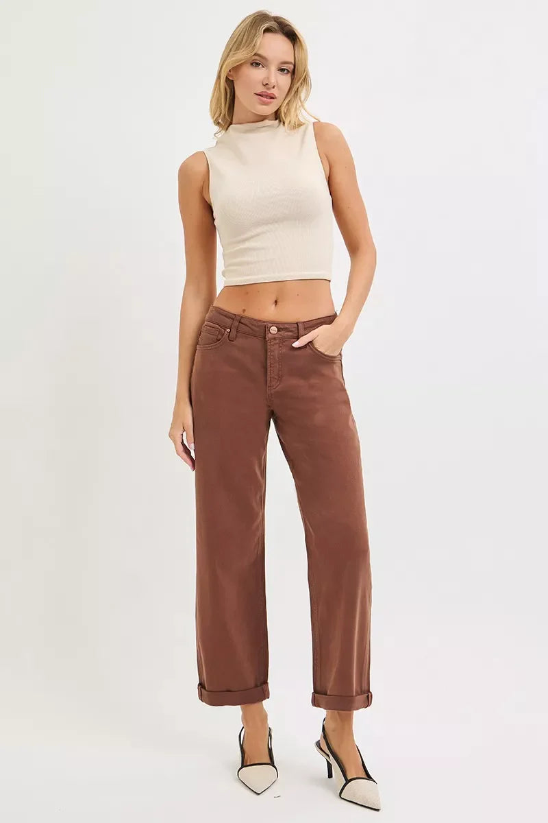 RISEN Tummy Control Mid Rise Ankle Barrel Baggy