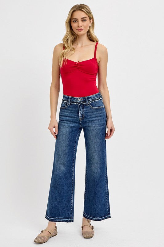 RISEN Tummy Control Dark Blue Washed Bootcut Jeans
