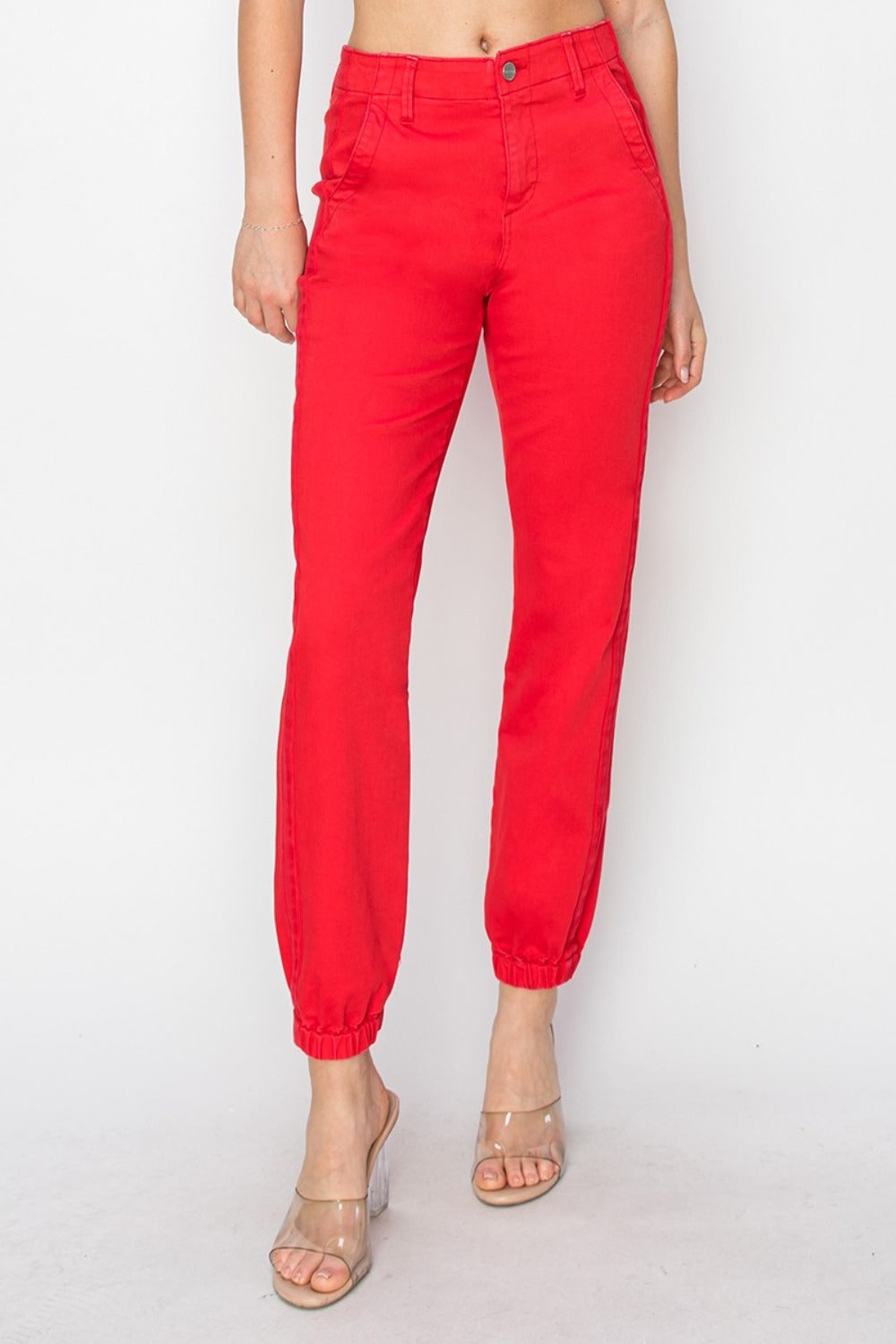 RISEN Red Denim Relaxed Jogger Jeans