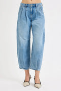 RISEN Mid Rise Fit Crop Wide Volume Leg Jeans