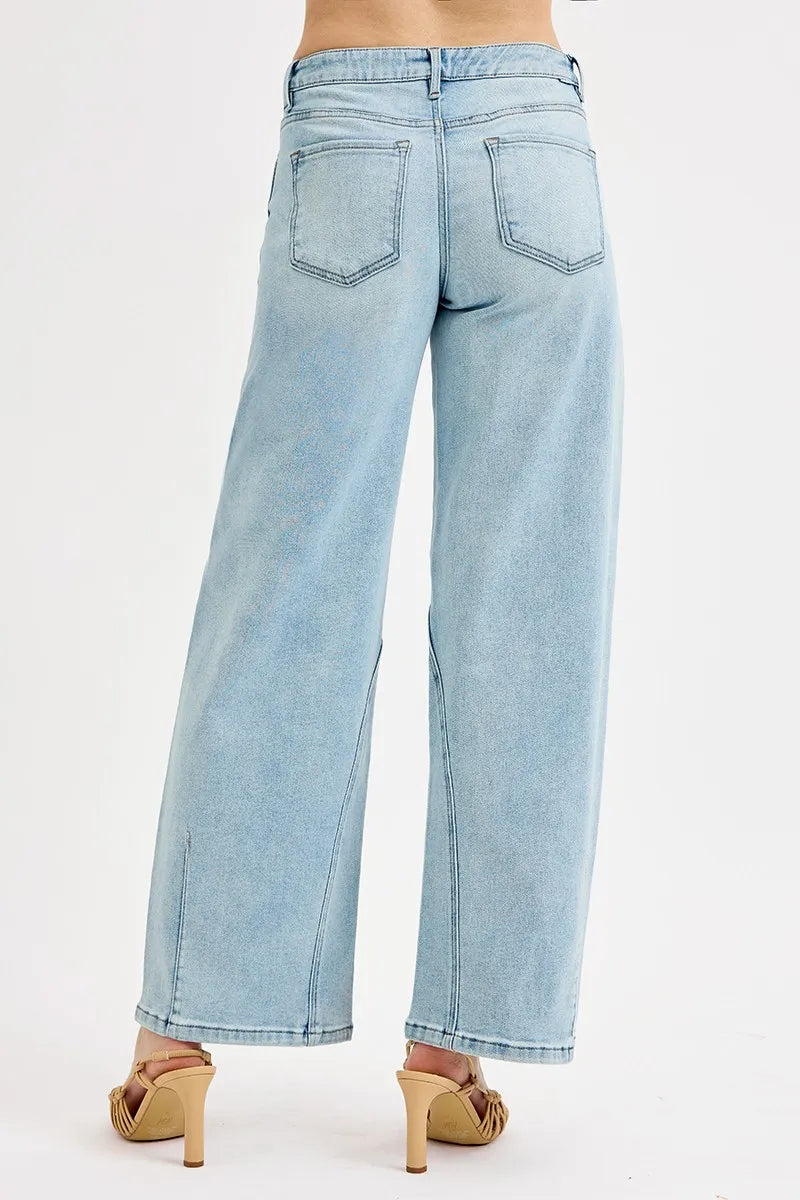 RISEN Mid Rise Fit Barrel Jeans