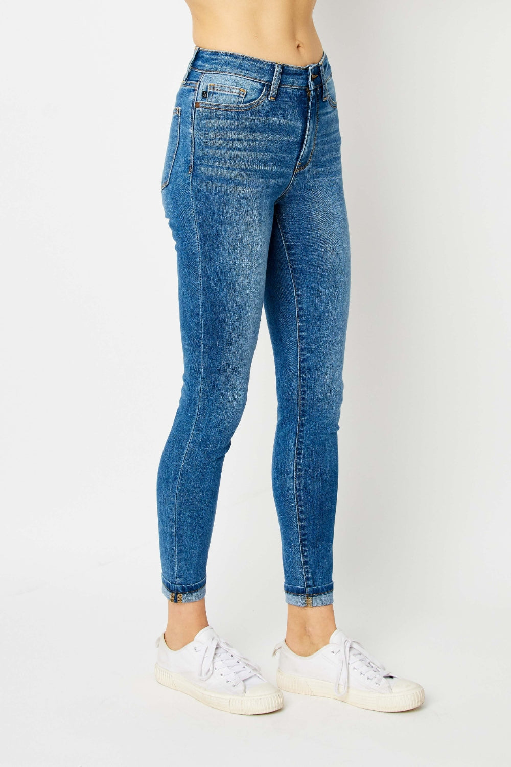 Judy Blue Cuffed Hem Blue Denim Skinny Jeans
