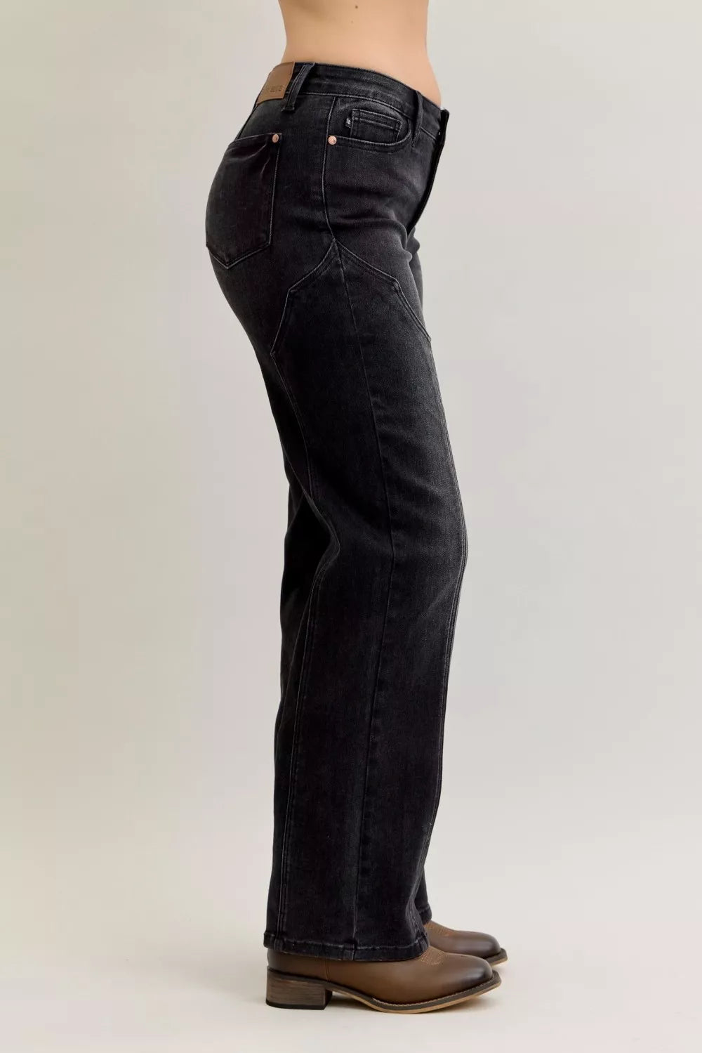 Judy Blue Mid Rise Western Seam Detail Straight Leg Jeans