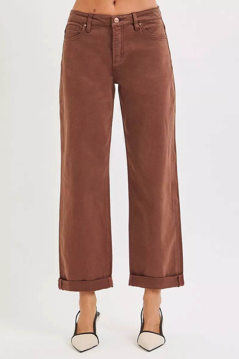 RISEN Tummy Control Mid Rise Ankle Barrel Baggy