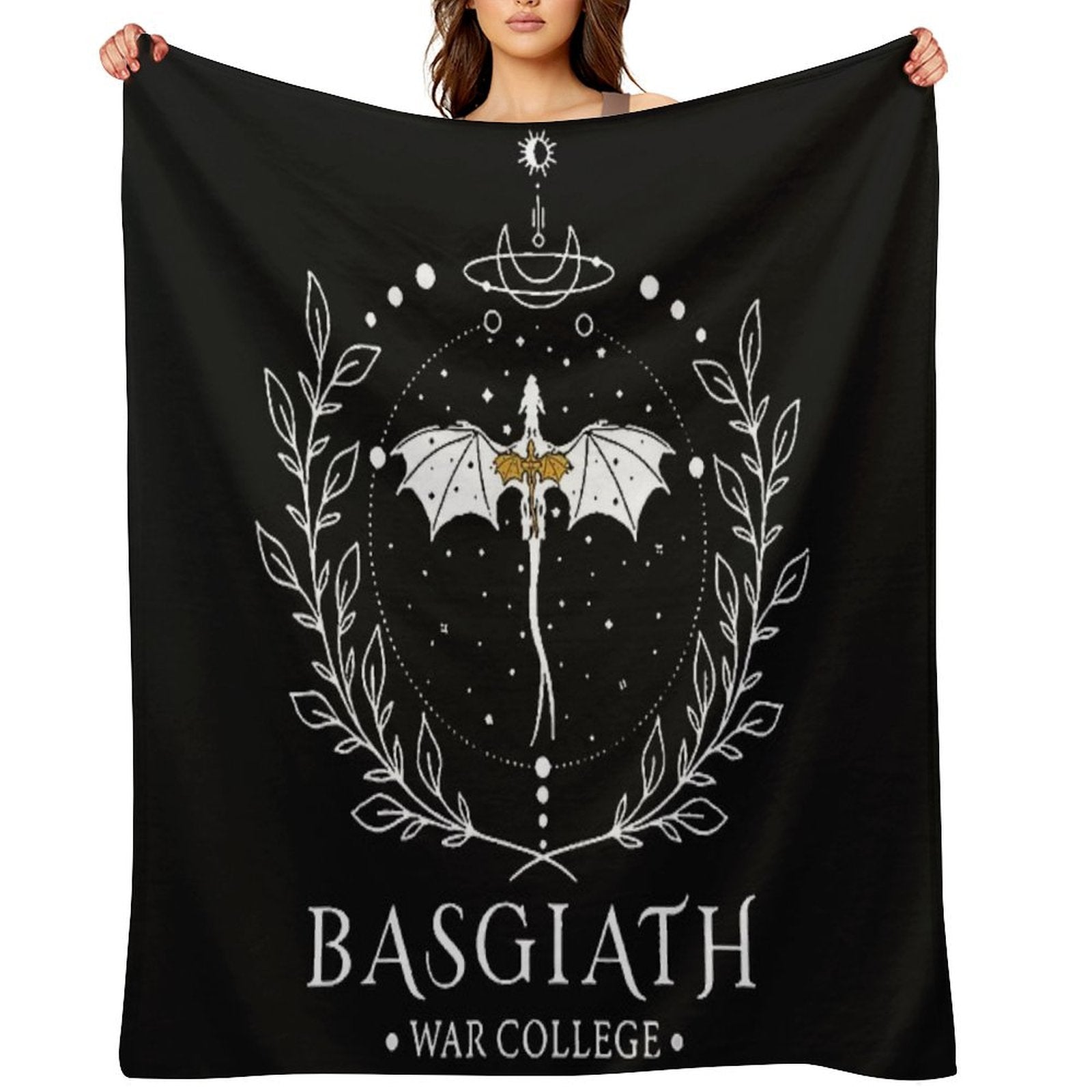 Fourth Wing Basgiath Two Sided Romantasy Dragons Yarros T-Shirt Throw Blanket