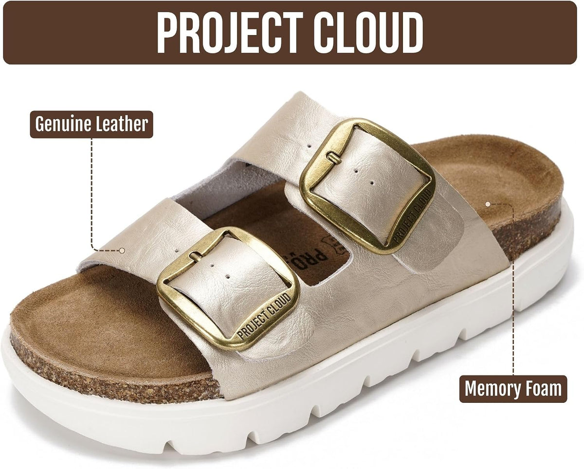 Cloud Comfort Leather Wedge Sandals