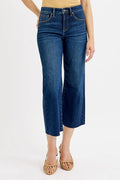 RISEN Tummy Control High Rise Crop Wide Jeans
