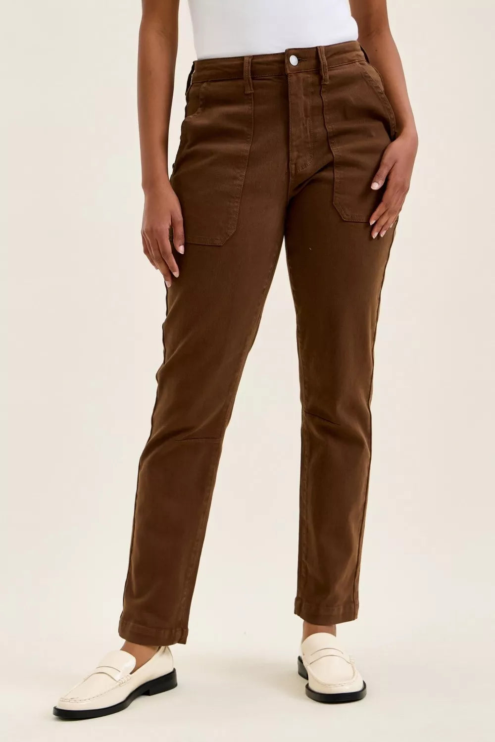 Judy Blue High Waist Aurora Weekender Mahogany Jeans with Knee Darts