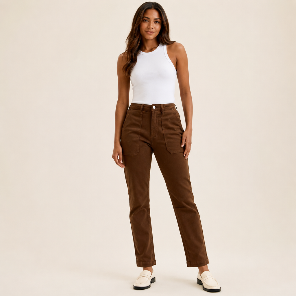 Judy Blue High Waist Aurora Weekender Mahogany Jeans with Knee Darts