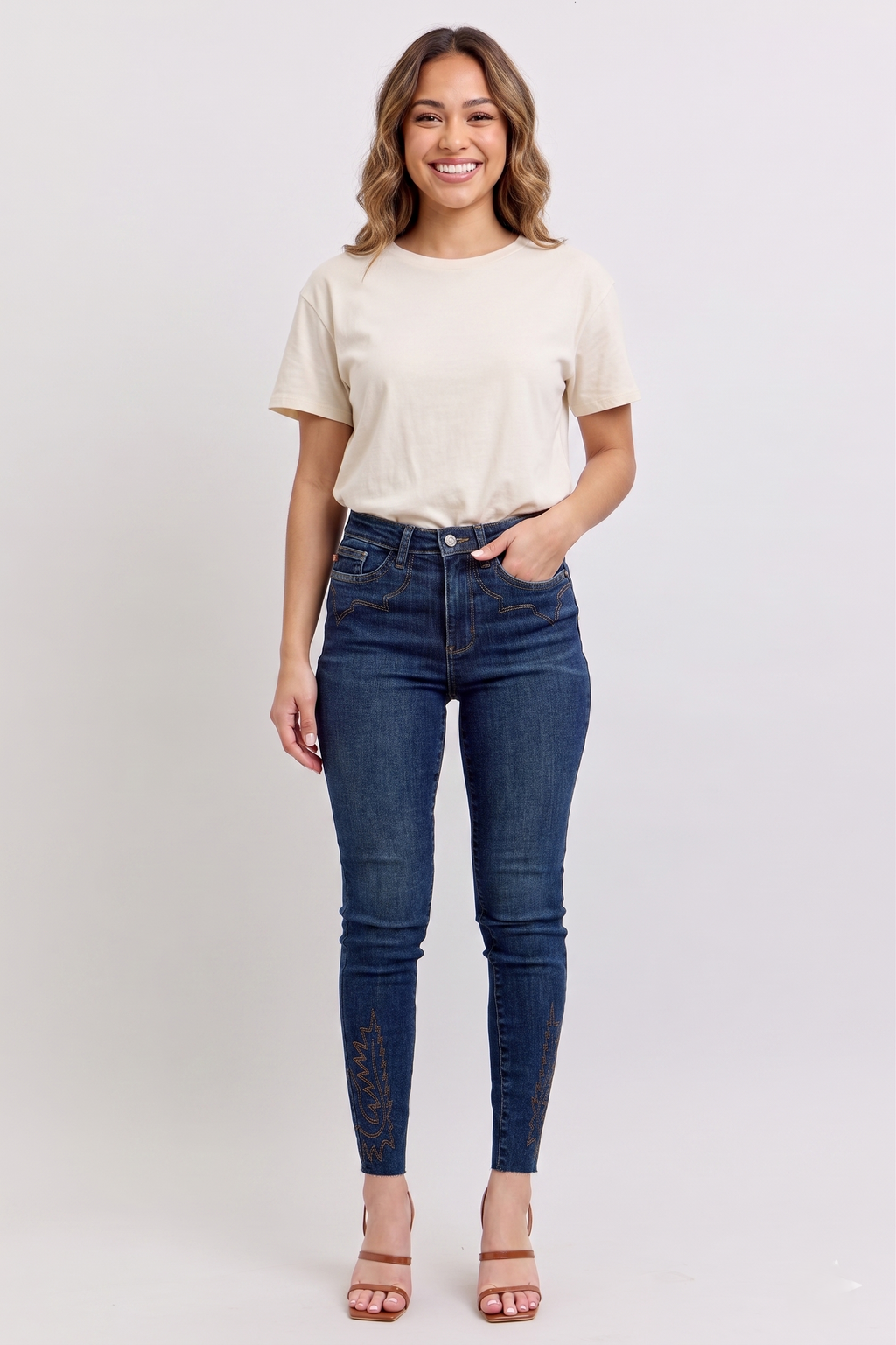 Judy Blue Embroidered High Rise Skinny Jeans