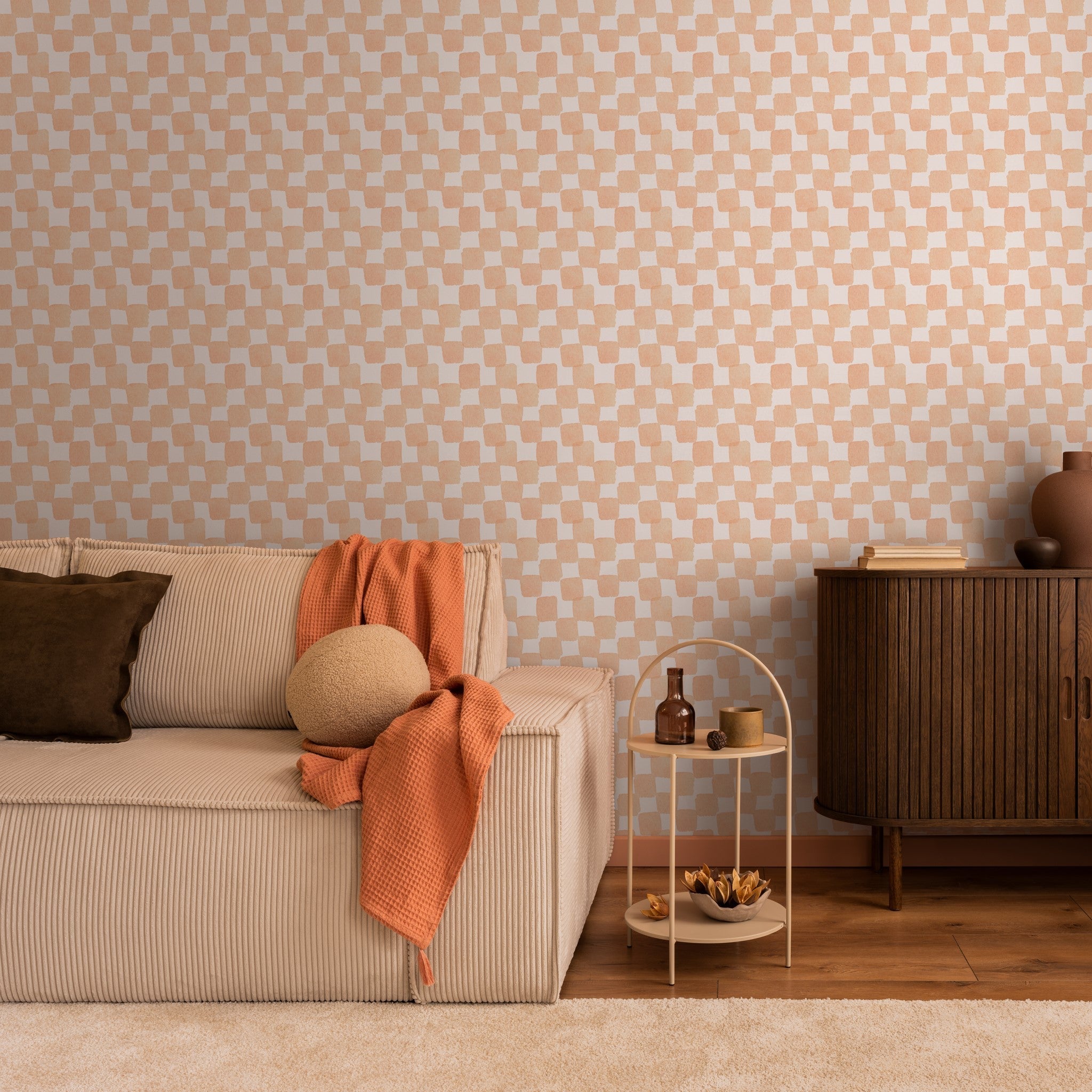 Peachy Plaid Wallpaper