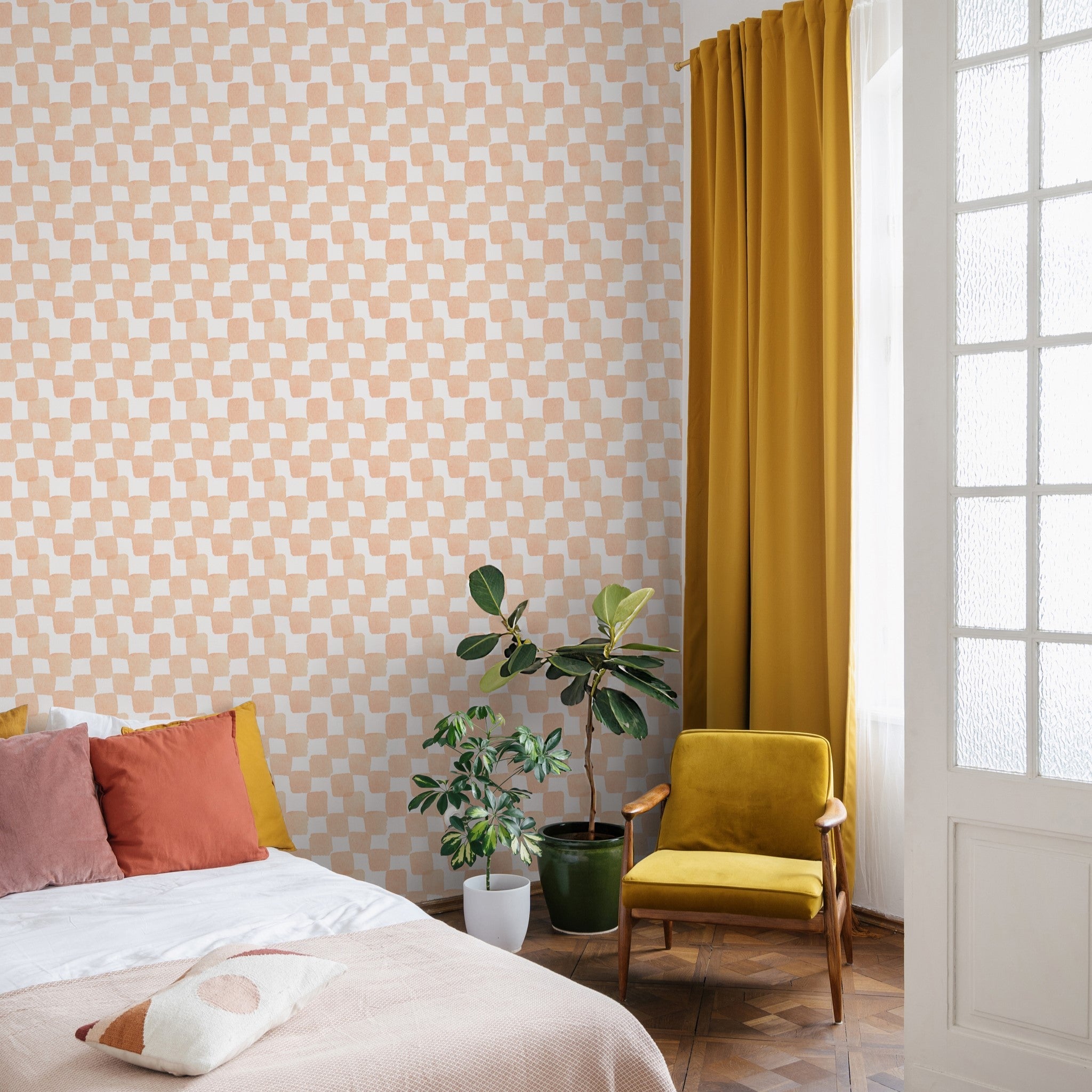 Peachy Plaid Wallpaper