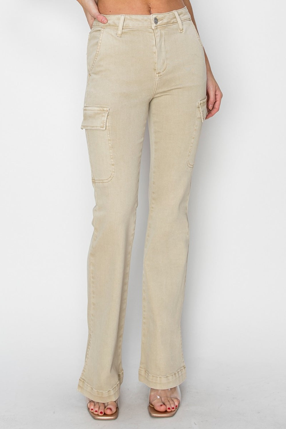 RISEN Denim Side Slit Cargo Bootcut Jeans