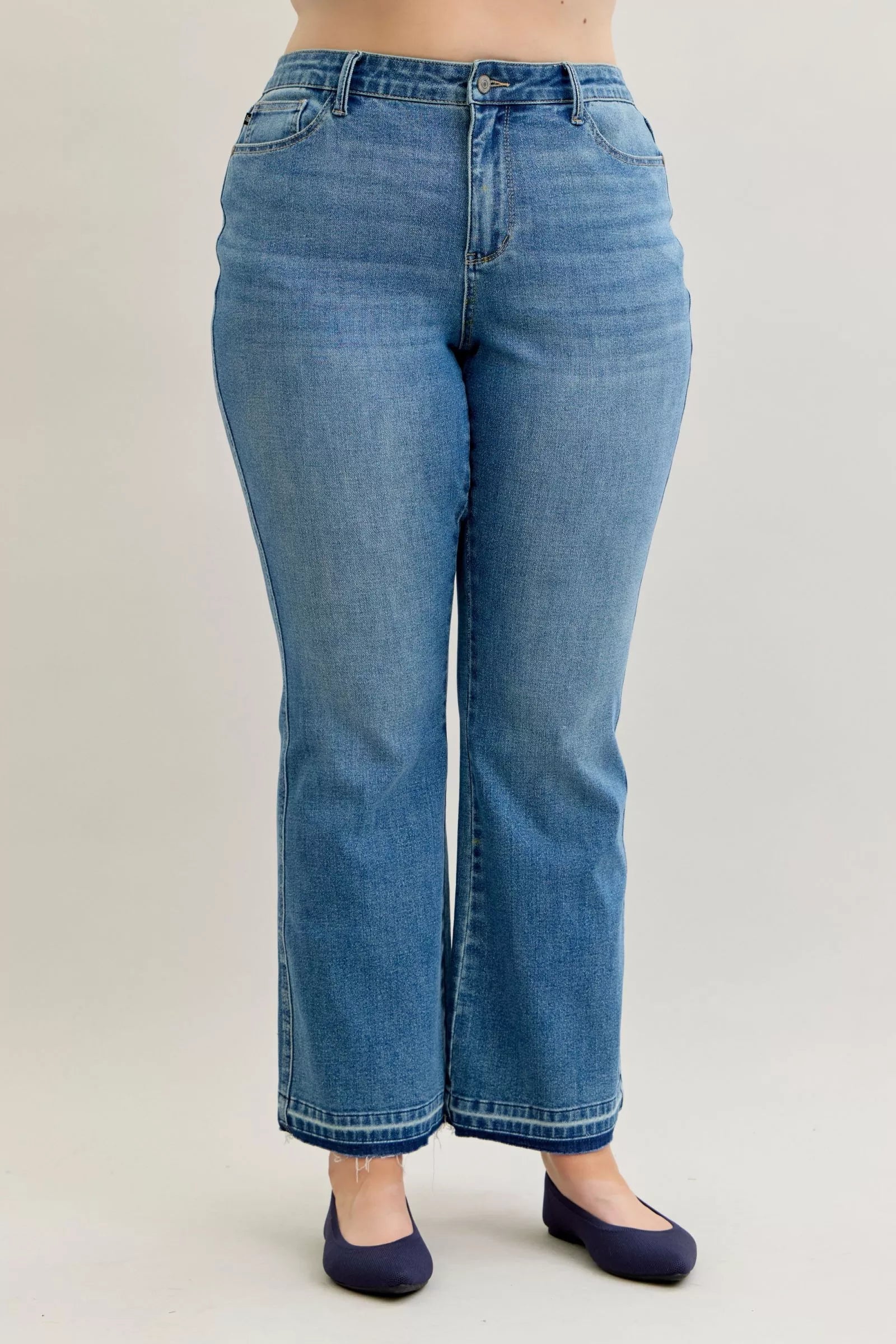 Judy Blue Mid Rise Tummy Control Release Hem Bootcut Jeans