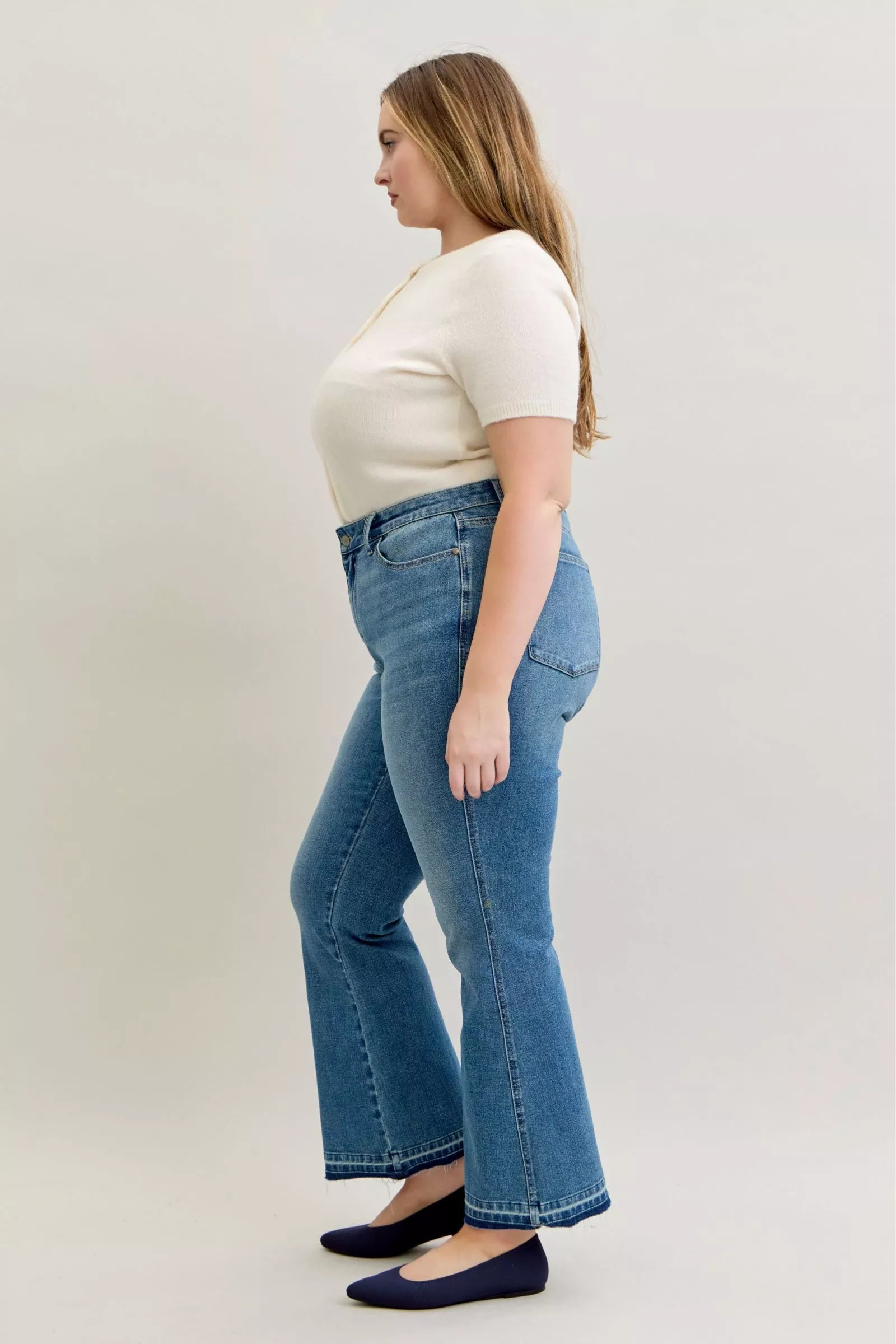 Judy Blue Mid Rise Tummy Control Release Hem Bootcut Jeans