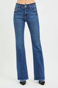 RISEN Mid Rise Bootcut Frayed Waistband Hem Detail Jeans