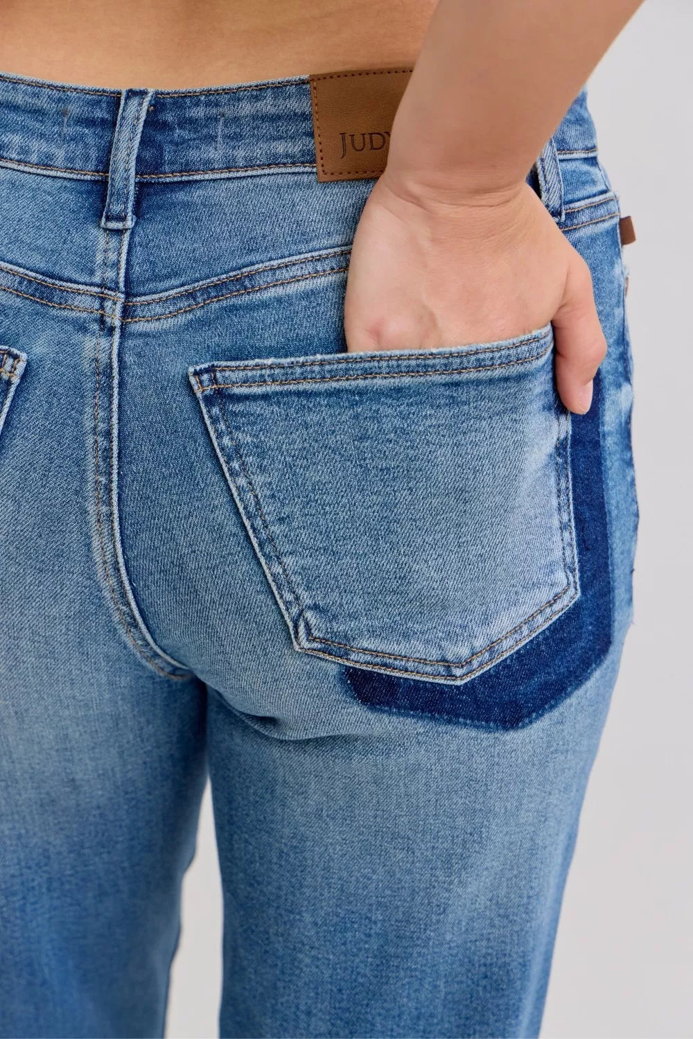 Judy Blue Mid Rise Patch & Repair Destroy Release Hem Boyfriend Jeans