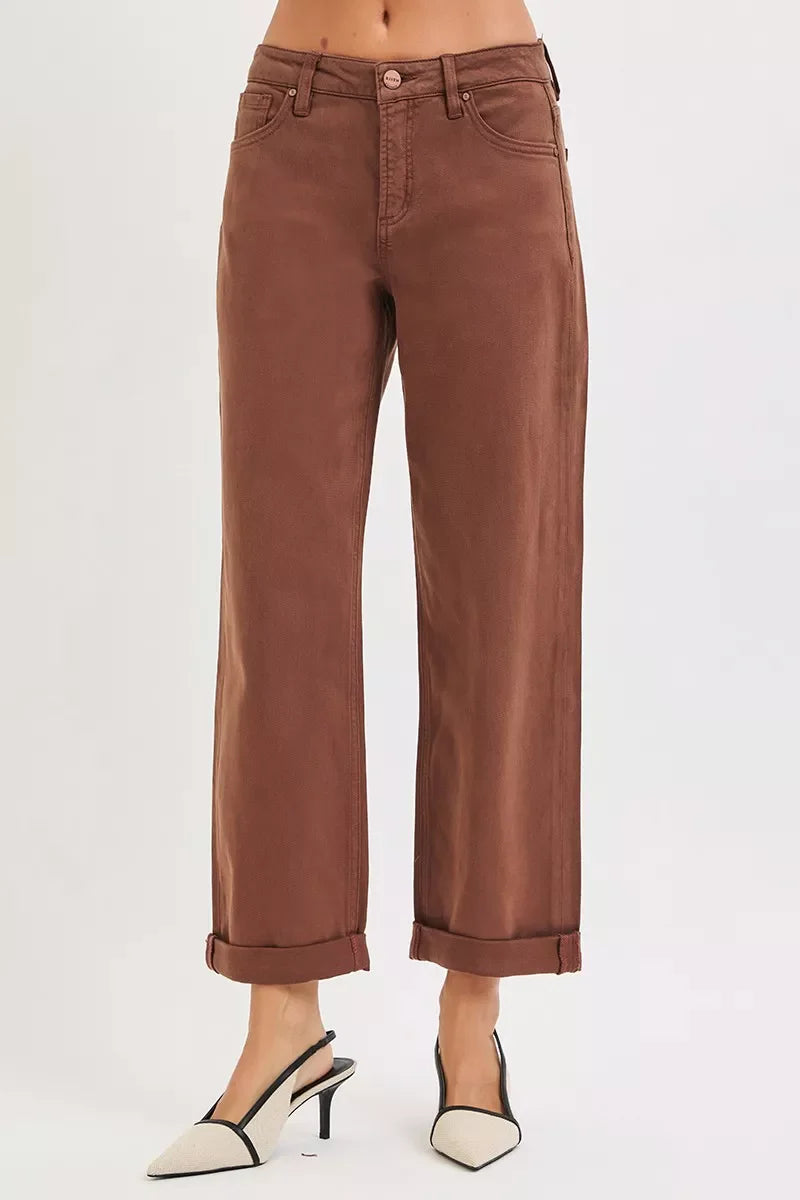 RISEN Tummy Control Mid Rise Ankle Barrel Baggy