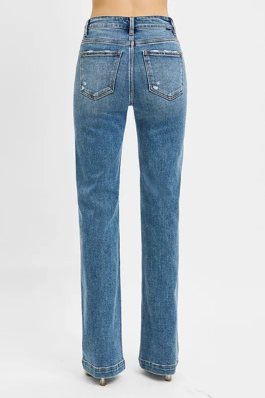RISEN Distressed Detail Bootcut Jeans