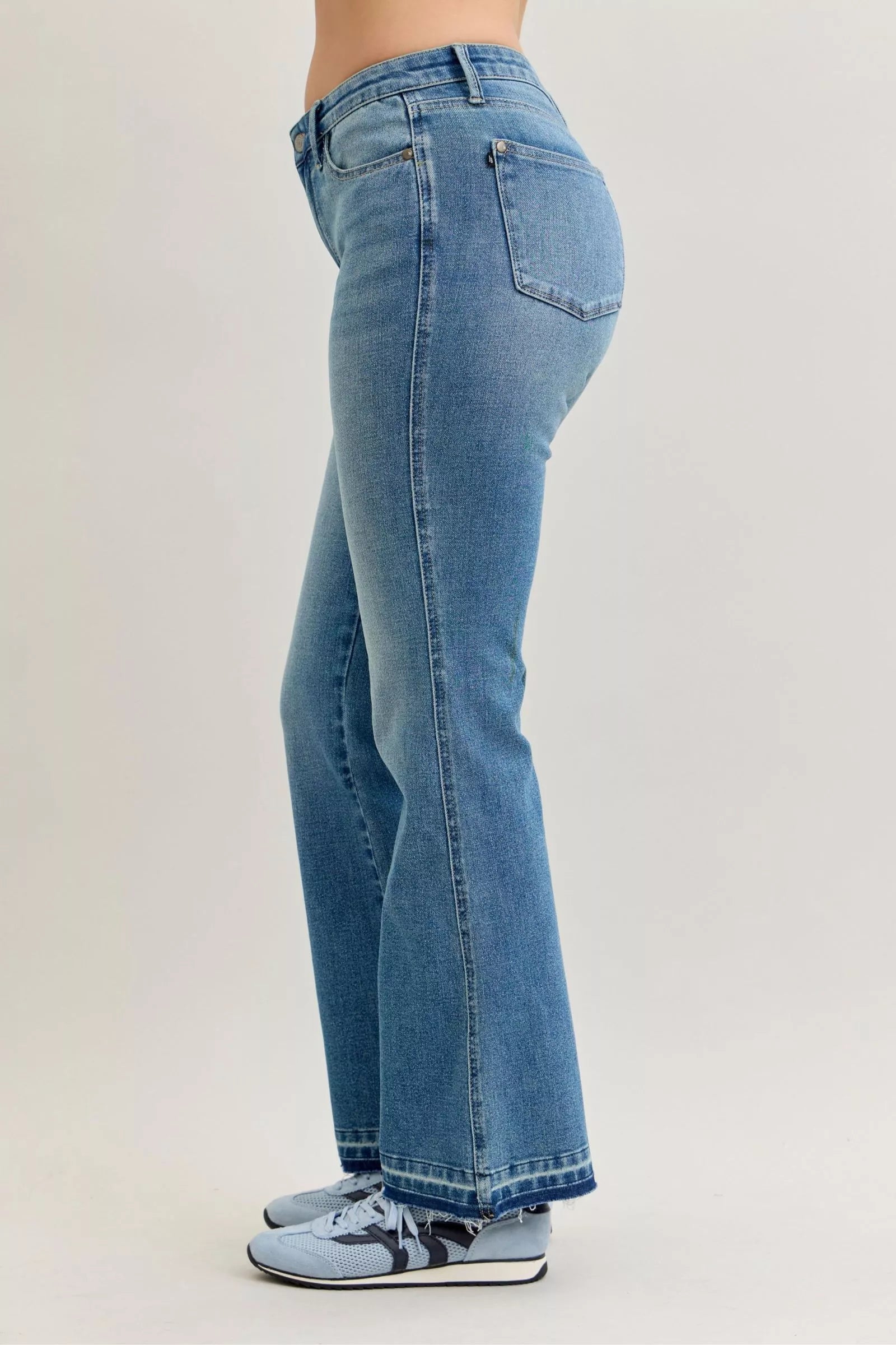 Judy Blue Mid Rise Tummy Control Release Hem Bootcut Jeans