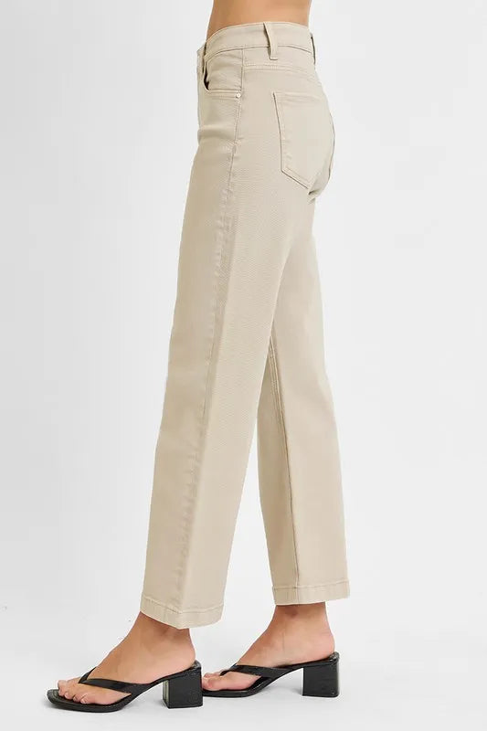RISEN Tummy Control Mid Rise Ankle Straight Jeans