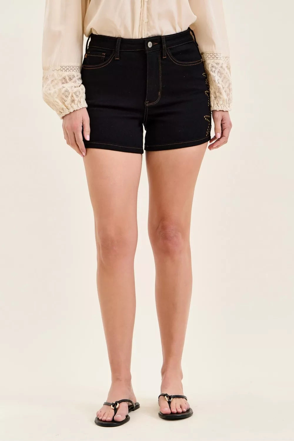 Judy Blue Star Studded Black Denim Jean Shorts