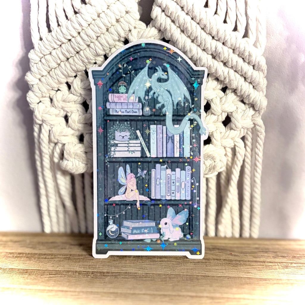 Fairy Dragon Bookshelf Die-Cut Sparkle Bookmark