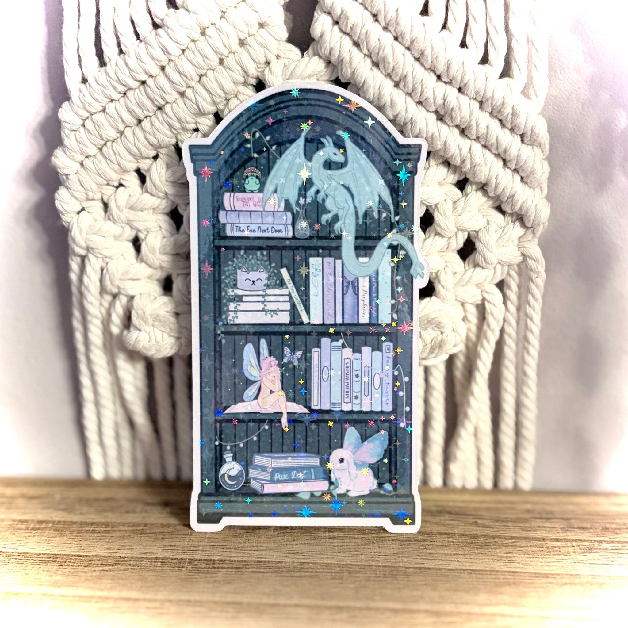 Fairy Dragon Bookshelf Die-Cut Sparkle Bookmark