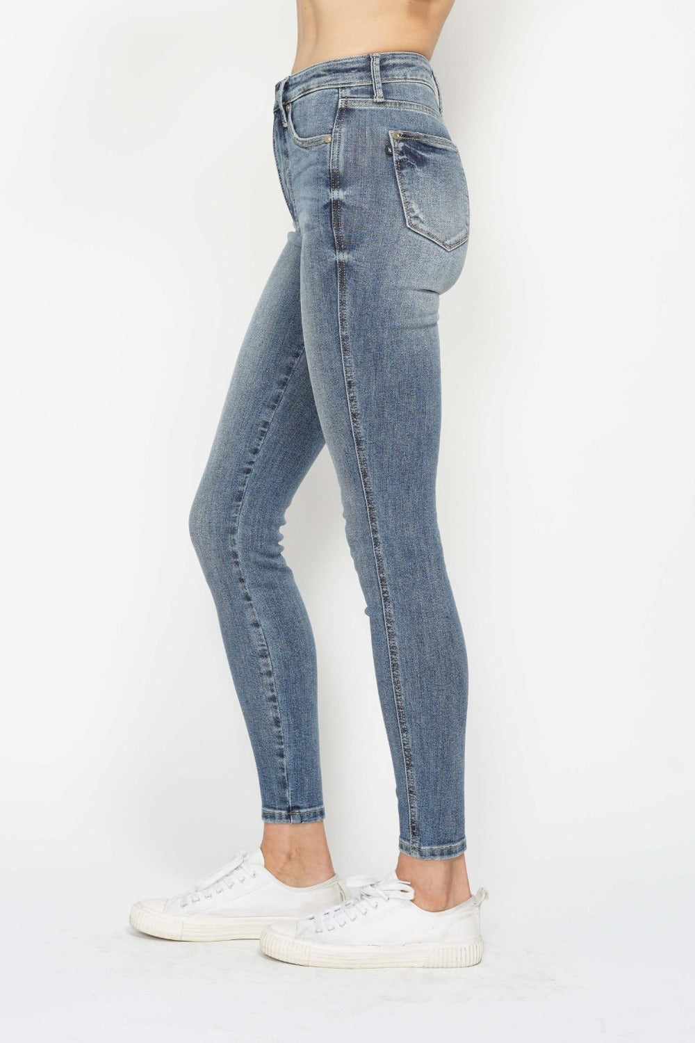 Judy Blue Tummy Control Contrast Blue Wash Denim Skinny Jeans